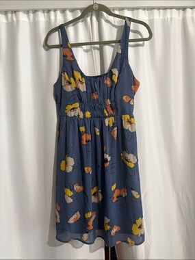 Bar III Blue Floral Sundress with Yellow & Orange Flowers